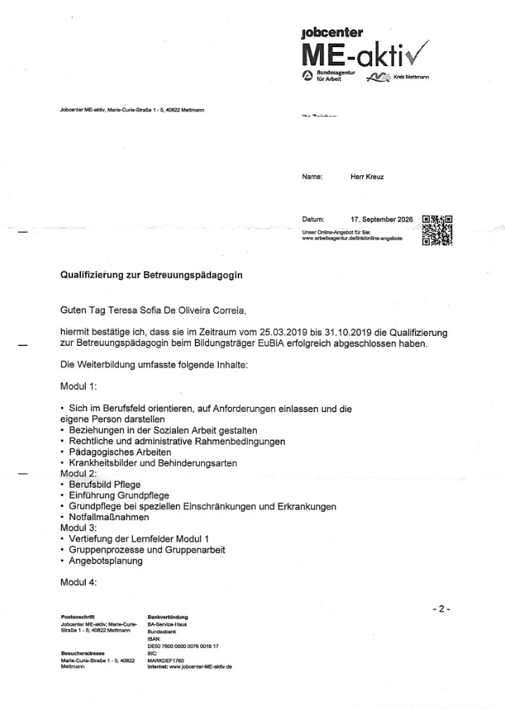 Vorschau: Abschlussbestätigung und Inhaltsübersicht