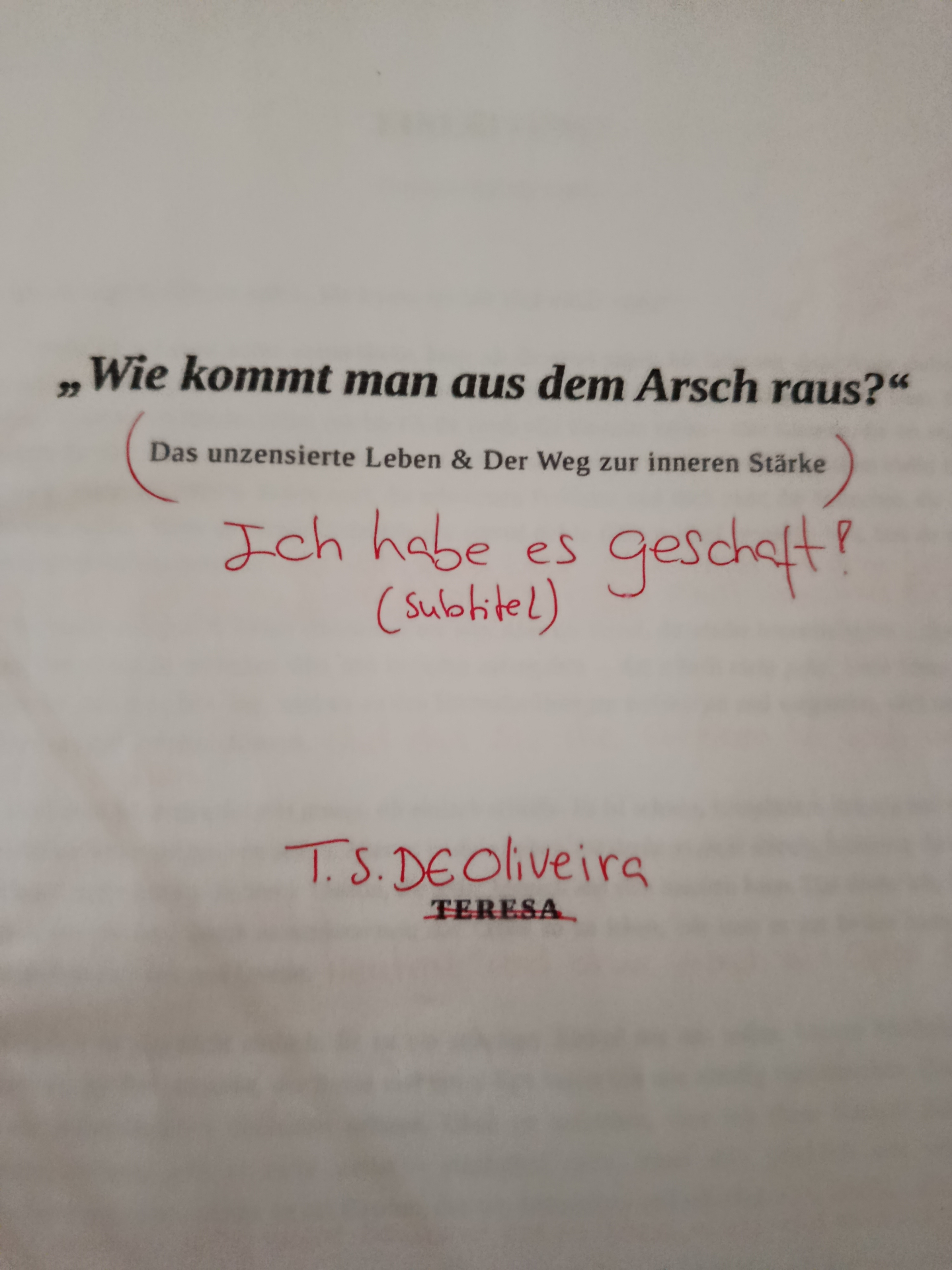 Manuskriptseite: Titelseite & Arbeitstitel