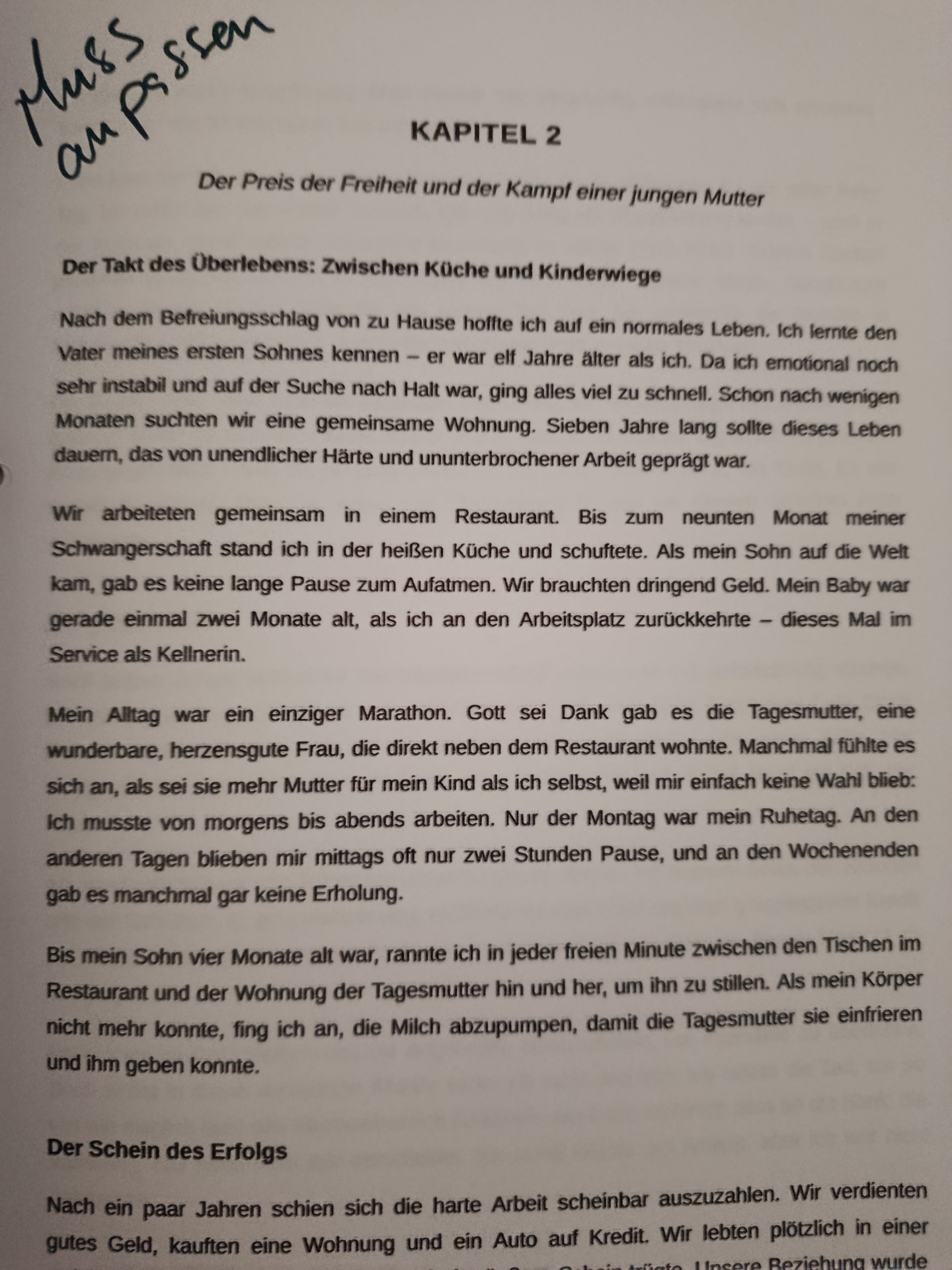 Manuskriptseite: Kapitel 2 – Zwischen Küche & Kinderwiege