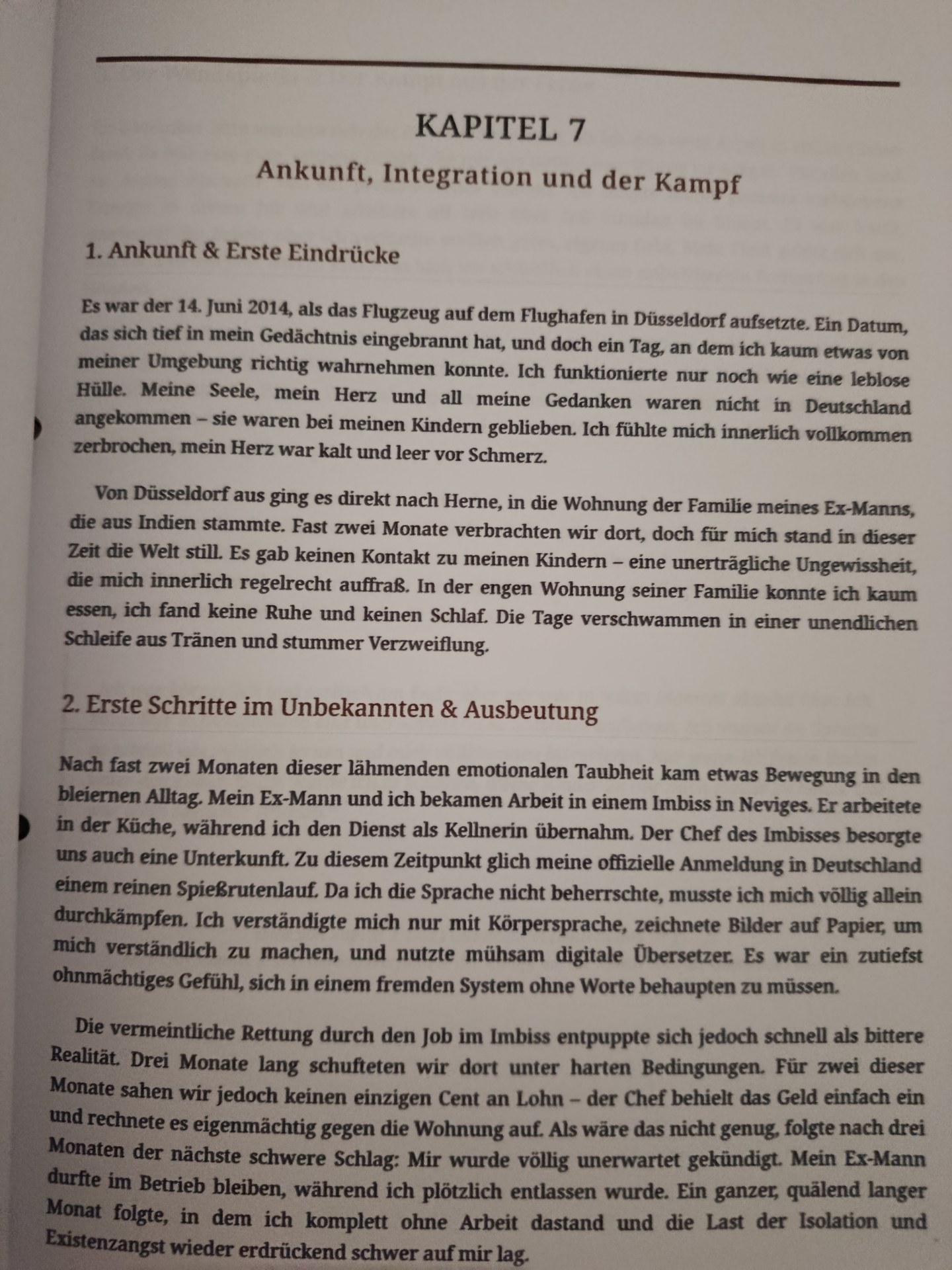 Manuskriptseite: Kapitel 7 – Ankunft, Integration & Kampf